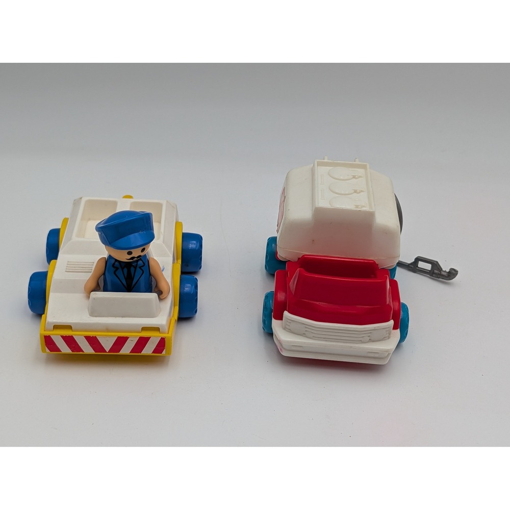 Lil Playmates Vehicle Lot Red White Yellow Gas Truck Trailer Driver
